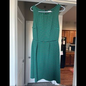 Green and navy stripped dress